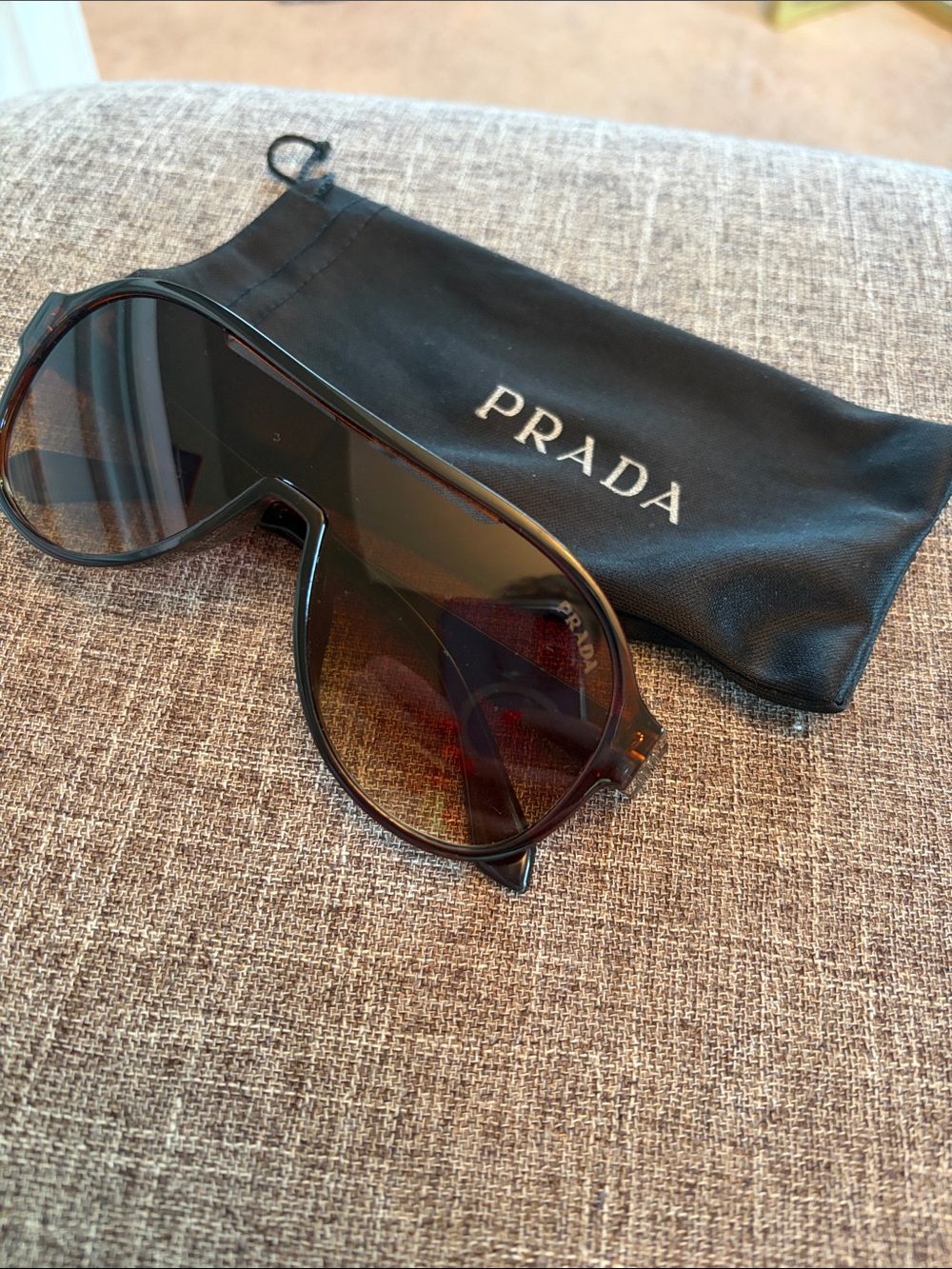 Inspired PR*DA Brown Gradient Oversized Shield Sunglasses